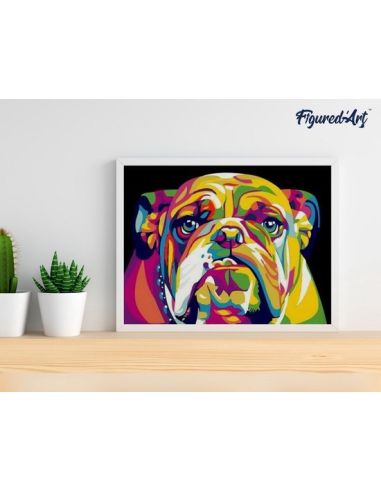 LIENZO PINTAR POR NUMEROS CON BASTIDOR 40X50CM BULLDOG POP ART