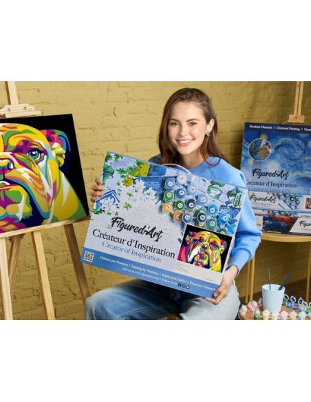 LIENZO PINTAR POR NUMEROS CON BASTIDOR 40X50CM BULLDOG POP ART