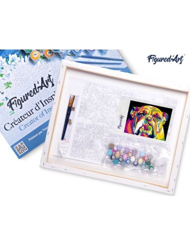 LIENZO PINTAR POR NUMEROS CON BASTIDOR 40X50CM BULLDOG POP ART