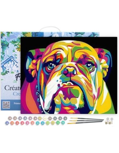 LIENZO PINTAR POR NUMEROS CON BASTIDOR 40X50CM BULLDOG POP ART