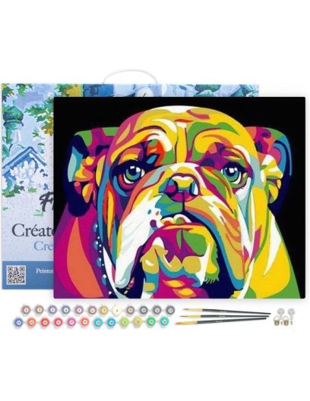 LIENZO PINTAR POR NUMEROS CON BASTIDOR 40X50CM BULLDOG POP ART