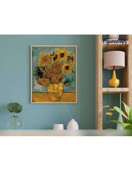 LIENZO PINTAR POR NUMEROS CON BASTIDOR 40X50CM GIRASOLES VAN GOGH