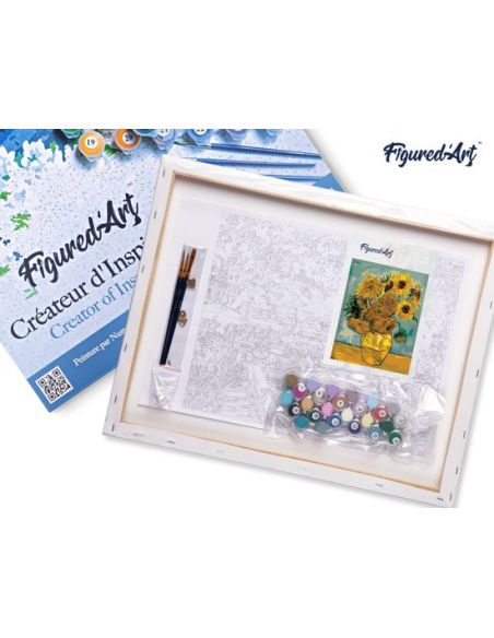 LIENZO PINTAR POR NUMEROS CON BASTIDOR 40X50CM GIRASOLES VAN GOGH