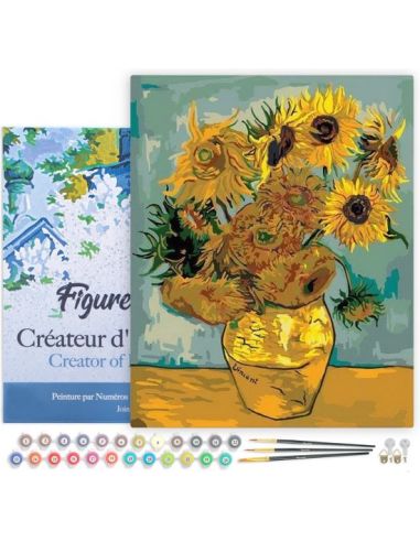 LIENZO PINTAR POR NUMEROS CON BASTIDOR 40X50CM GIRASOLES VAN GOGH