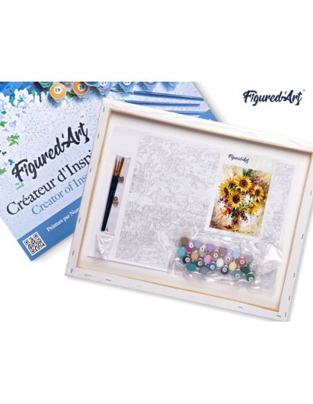 LIENZO PINTAR POR NUMEROS CON BASTIDOR 40X50CM RETRATO GIRASOLES