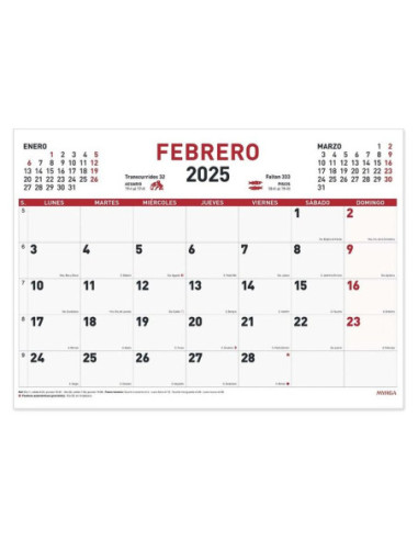 CALENDARIO PLANNING MENSUAL 2025 43X31CM REF: 1545 MYRGA 2025