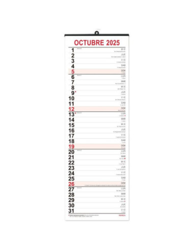 CALENDARIO PLANNING MENSUAL 2025 VERTICAL 16,5X49CM MYRGA REF:1596