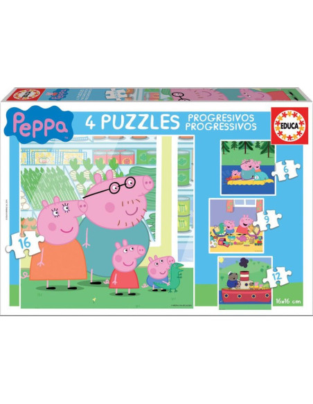 PUZZLE EDUCA PROGRESIVOS PEPPA PIG 6-9-12-16 DE 3-5 AÑOS EDUCA BORRAS 15918