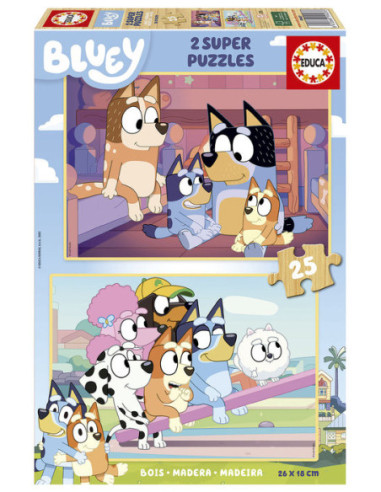 SUPER PUZZLE MADERA 2X25 BLUEY