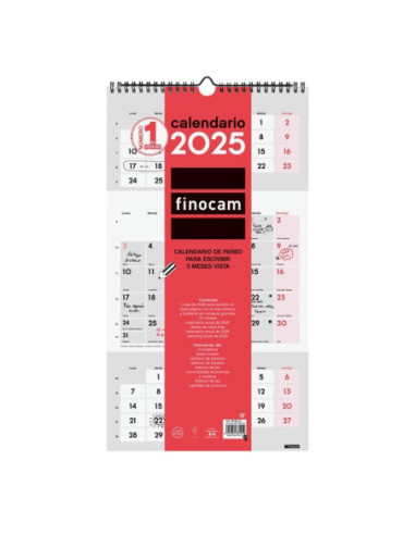 CALENDARIO FINOCAM 2025 PARED ESCRIBIR 3 MESES VISTA