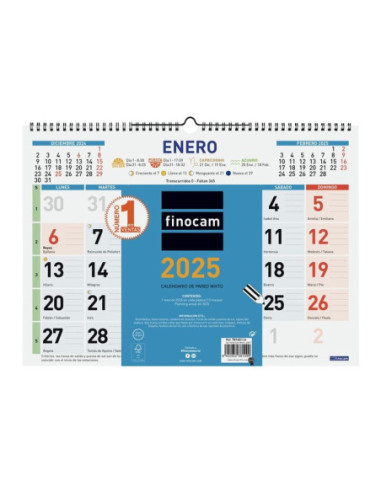 CALENDARIO FINOCAM 2025 PARED COLOR MIXTO L 43X31