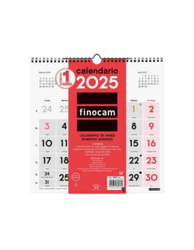 CALENDARIO FINOCAM 2025 PARED NUMEROS GRANDES 30X30