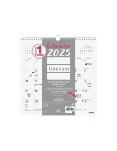 CALENDARIO FINOCAM 2025 PARED CHIC ESCRIBIR 30X30 BLANCO