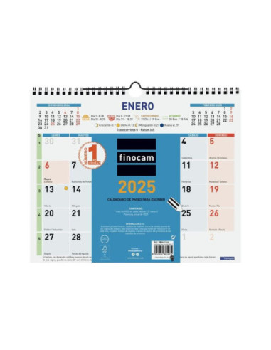 CALENDARIO FINOCAM 2025 PARED COLOR ESCRIBIR M 30X24,7