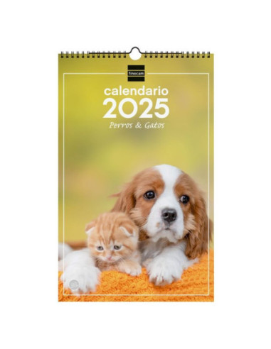 CALENDARIO FINOCAM 2025 PARED ESPIRAL 25X40 PERROS Y GATOS