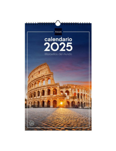 CALENDARIO FINOCAM 2025 PARED ESPIRAL 25X40 MARAVILLAS DEL MUNDO