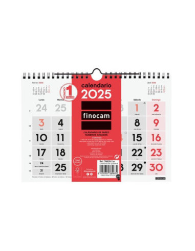 CALENDARIO 2025 NEUTRO PARED NUMEROS GRANDES S 210X150MM FINOCAM 780200025