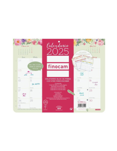 CALENDARIO FINOCAM 2025 PARED DESIGN BLOC IMAN ESCRIBIR 25X20