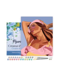 LIENZO PINTAR POR NUMEROS CON BASTIDOR 40X50CM CHICA BAJO EL SOL DE IBIZA