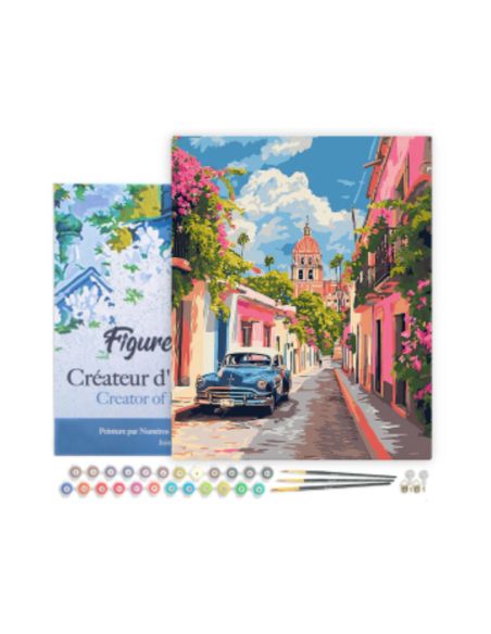 LIENZO PINTAR POR NUMEROS CON BASTIDOR 40X50CM COCHECLÁSICO EN PUEBLO CUBANO LIENZO PINTAR POR NUMEROS CON BASTIDOR 40X50CM COCHECLÁSICO EN PUEBLO CUBANO