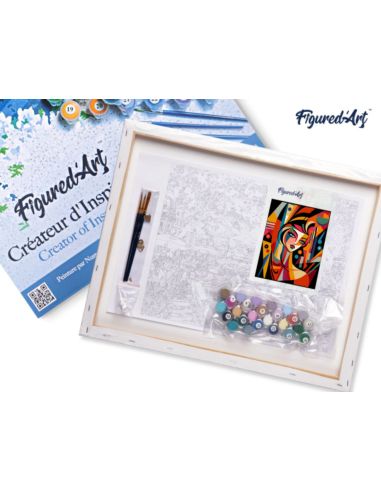 LIENZO PINTAR POR NUMEROS CON BASTIDOR 40X50CM MUJER ABSTRACTA ESTILO PICASSO