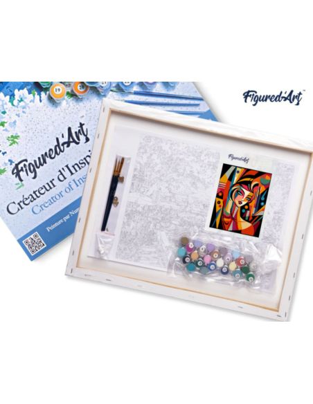 LIENZO PINTAR POR NUMEROS CON BASTIDOR 40X50CM MUJER ABSTRACTA ESTILO PICASSO