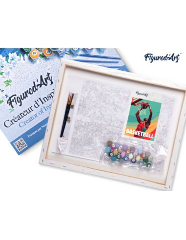 LIENZO PINTAR POR NUMEROS CON BASTIDOR 40X50CM DEPORTESBALONCESTO