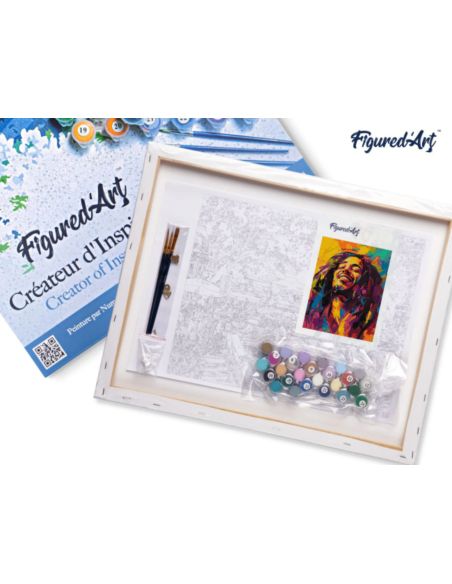 LIENZO PINTAR POR NUMEROS CON BASTIDOR 40X50CM ARTE CALLEJERO HOMENAJE BOB MARLEY