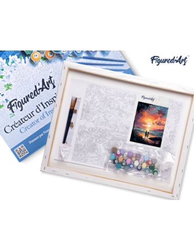 LIENZO PINTAR POR NUMEROS CON BASTIDOR 40X50CM PUESTA DE SOL ROMÁNTICA EN