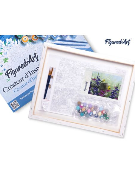 LIENZO PINTAR POR NUMEROS CON BASTIDOR 40X50CM PÁJAROS EN PARAJE FLOREADO