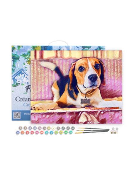 LIENZO PINTAR POR NUMEROS CON BASTIDOR 40X50CM LINDO BEAGLE LIENZO PINTAR POR NUMEROS CON BASTIDOR 40X50CM LINDO BEAGLE