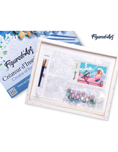 LIENZO PINTAR POR NUMEROS CON BASTIDOR 40X50CM DIVA EN UN COCHE RETRO ROSA