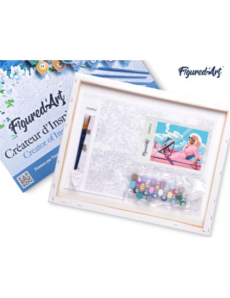 LIENZO PINTAR POR NUMEROS CON BASTIDOR 40X50CM DIVA EN UN COCHE RETRO ROSA