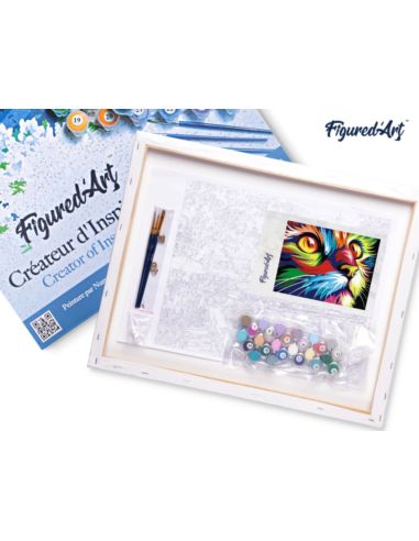 LIENZO PINTAR POR NUMEROS CON BASTIDOR 40X50CM ARTE POP GATITO