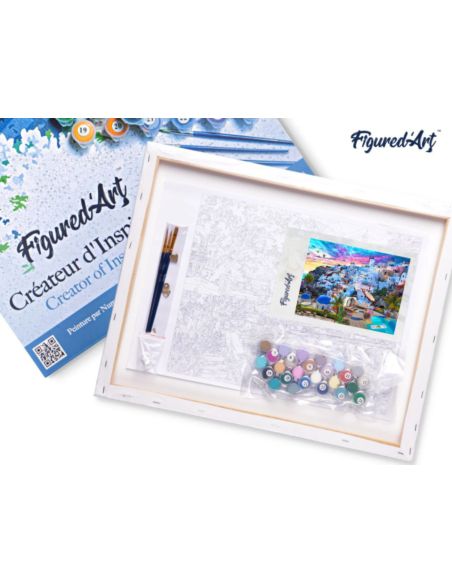 LIENZO PINTAR POR NUMEROS CON BASTIDOR 40X50CM PAISAJE DE GRECIA