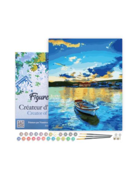 LIENZO PINTAR POR NUMEROS CON BASTIDOR 40X50CM BARCO Y AMANECER LIENZO PINTAR POR NUMEROS CON BASTIDOR 40X50CM BARCO Y AMANECER
