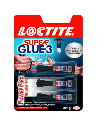 ADHESIVO PEGAMENTO FUERTE E INSTANTANEO SUPER GLUE-3X1GR. MONODOSIS POWER GEL LOCTITE 2640066