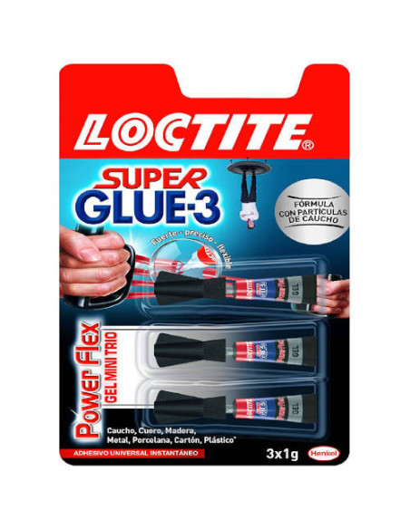 ADHESIVO PEGAMENTO FUERTE E INSTANTANEO SUPER GLUE-3X1GR. MONODOSIS POWER GEL LOCTITE 2640066