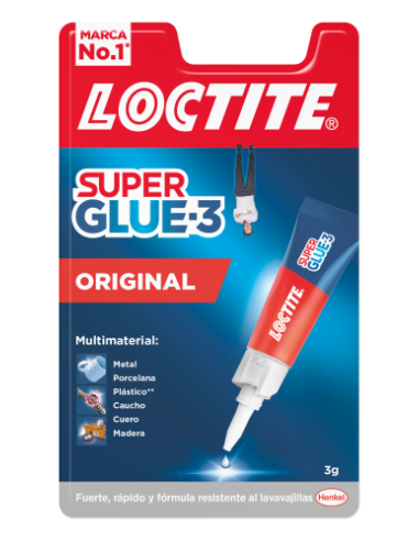 ADHESIVO PEGAMENTO INSTANTANEO SUPER GLUE-3 3GR ORIGINAL LOCTITE PEGAMENTO