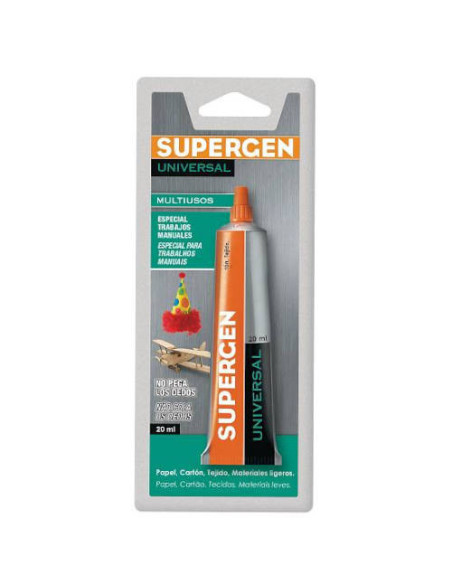 ADHESIVO UNIVERSAL TRANSPARENTE EN TUBO 20ML. SUPERGEN 62620-00000-00