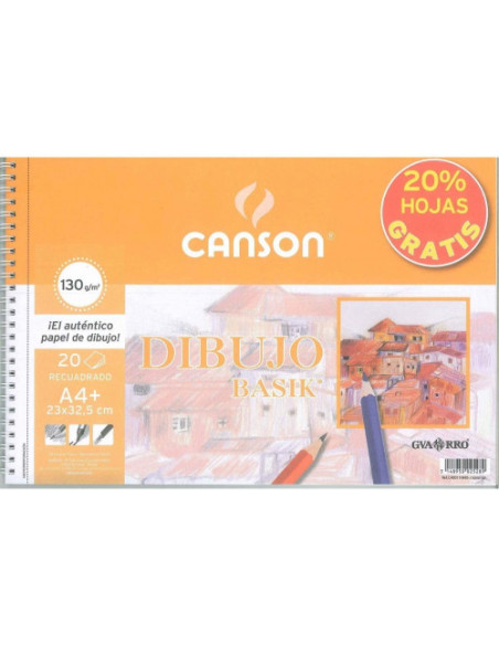 ALBUM ESPIRAL MICROPERFORADO PROMO 23X32,5 20H DIBUJO BASIK RECUADRO 130G 20% HOJAS GRATIS GUARRO CANSON C400110485
