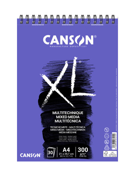 ALBUM MIX MEDIA XL 30 HOJAS A4 300G CON TEXTURA CANSON C200807215