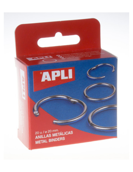 ANILLAS METÁLICAS ENCUADERNAR 20 MM APLI 451 CAJA 20 UD