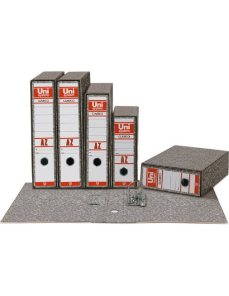 ARCHIVADOR DE PALANCA 1/4 ANILLA 65MM SIN RADO COLOR GRIS UNISYSTEM CLASICO 7359071