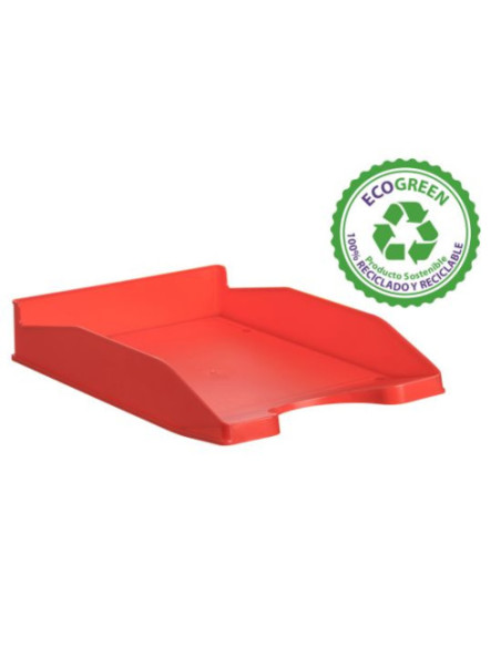 BANDEJA ECOGREEN 100% RECICLADO Y RECICLABLE APILABLE DIN A4 Y FOLIO MEDIDAS 345X255X60 MM COLOR ROJO ARCHIVO 2000 742 RJ