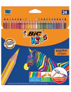 BLISTER 24 LAPICES DE COLORES BIC EVO STRIPES COLORES...