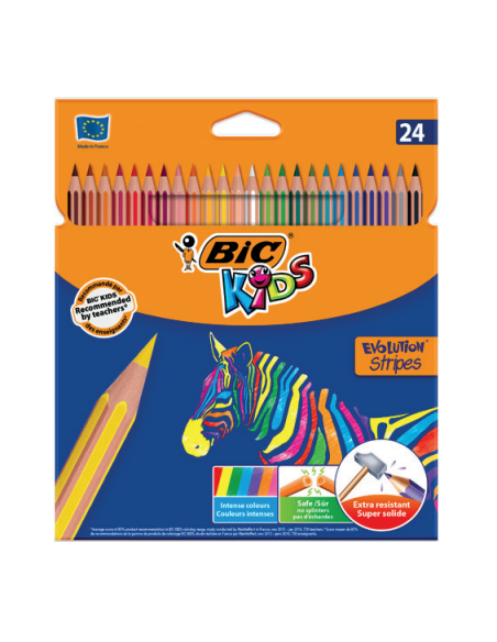 BLISTER 24 LAPICES DE COLORES BIC EVO STRIPES COLORES SURTIDOS