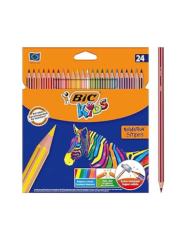 BLISTER 24 LAPICES DE COLORES BIC EVO STRIPES...
