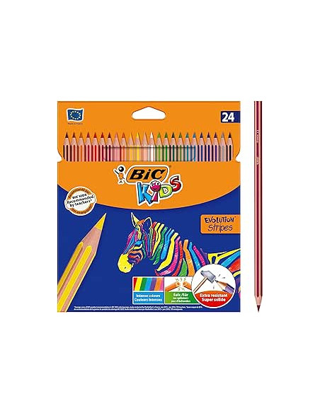 BLISTER 24 LAPICES DE COLORES BIC EVO STRIPES COLORES SURTIDOS