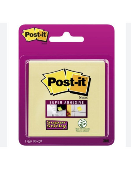 BLISTER BLOC 90 HOJAS NOTAS ADHESIVAS 76X76MM SUPER STICKY 654 CANARY YELLOW 6920SS-CY-EU POST-IT 7100172338